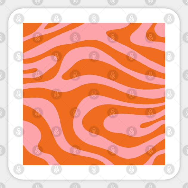 Abstract Retro 70s Orange Pink Sticker by Trippycollage